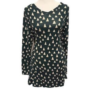 NWT LuLaRoe Elizabeth Green Ivory Long Sleeved Sweater Dress Trees Size S (6-8)